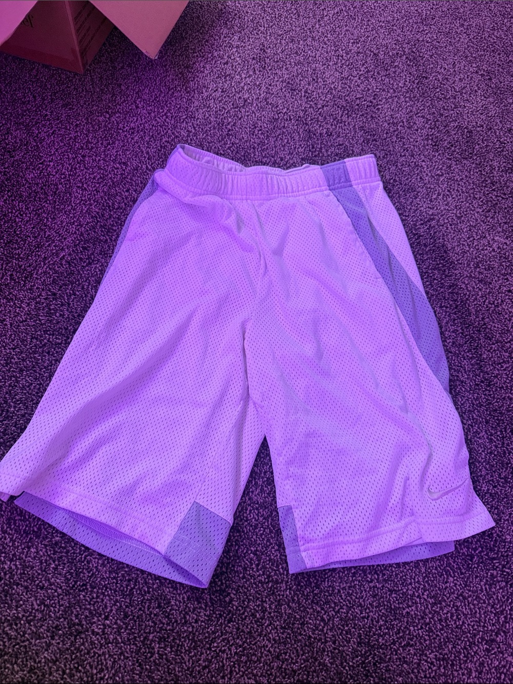 Nike Boy’s Mesh Athletic Shorts - White with Light Gray Panels
